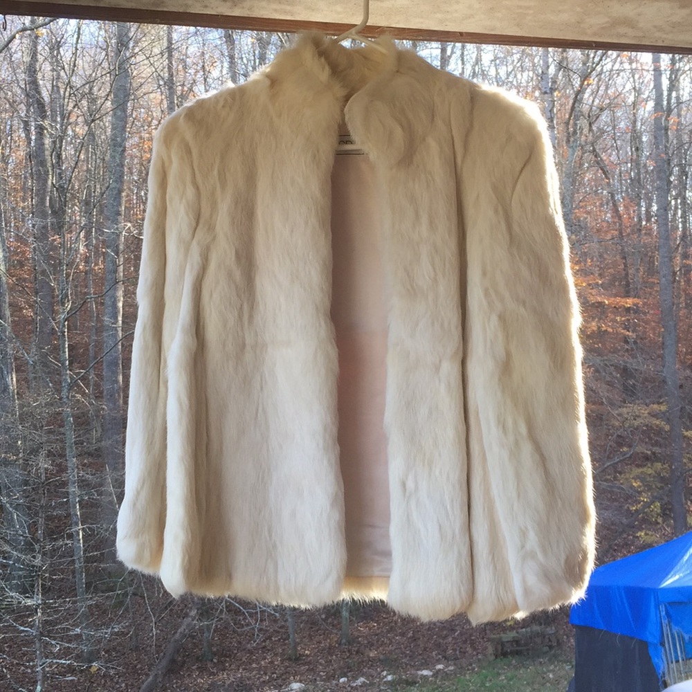 Genuine White Rabbit Fur Coat